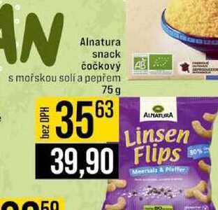 Alnatura snack čočkový s mořskou soli a pepřem 75g 