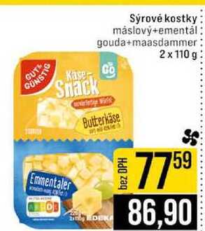 Sýrové kostky máslový+ementál gouda+maasdammer 2x 110 g