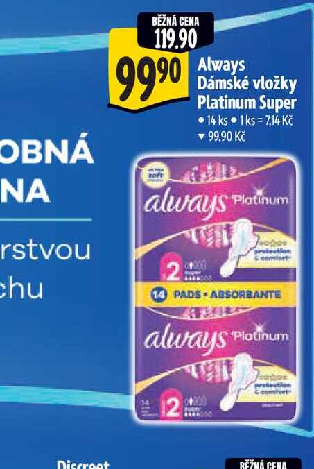 Always Dámské vložky Platinum Super 14 ks