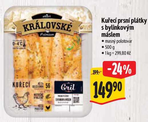 Kuřecí prsní plátky s bylinkovým máslem, 500 g