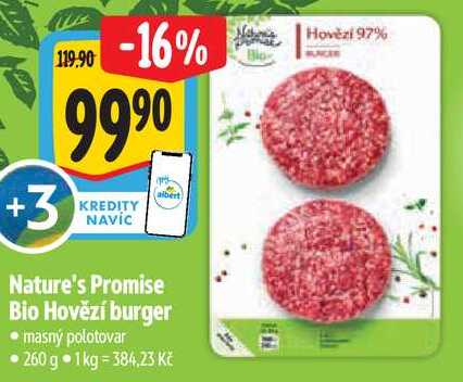 Nature's Promise Bio Hovězí burger, 260 g