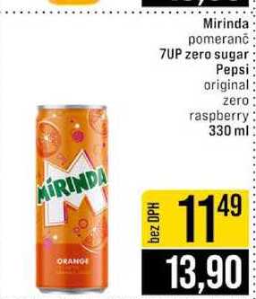 Mirinda pomeranč 7UP zero sugar Pepsi original zero raspberry 330 ml