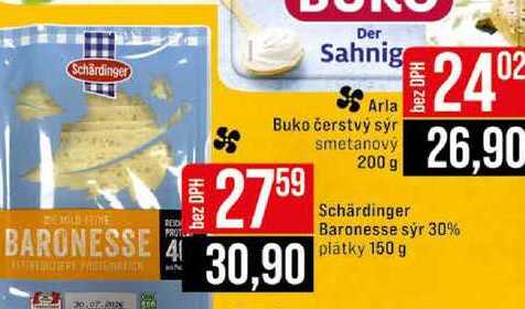 Schärdinger Baronesse sýr 30% plátky 150 g