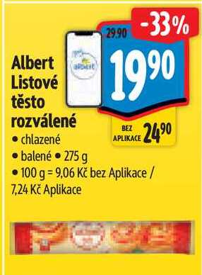 Albert Listové těsto rozválené, 275 g
