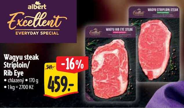 Wagyu steak Striploin/Rib Eye, 170 g