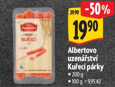 Albertovo uzenářství Kuřecí párky, 200 g