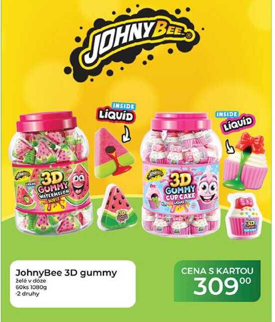JohnyBee 3D gummy želé v dóze 60ks 1080g