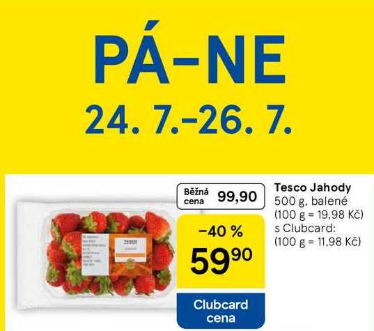 Tesco Jahody, 500 g, balené