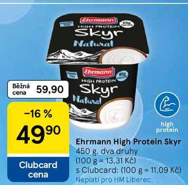 Ehrmann High Protein Skyr, 450 g, dva druhy