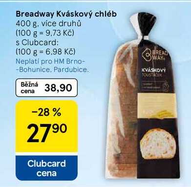 Breadway Kváskový chléb, 400 g, více druhů