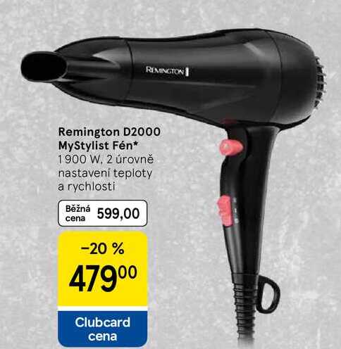 Remington D2000 MyStylist Fén, 1900 W, 2 úrovně nastavení teploty a rychlosti