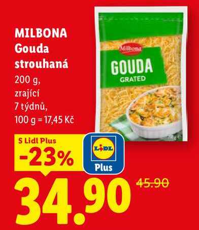 MILBONA Gouda strouhaná, 200 g