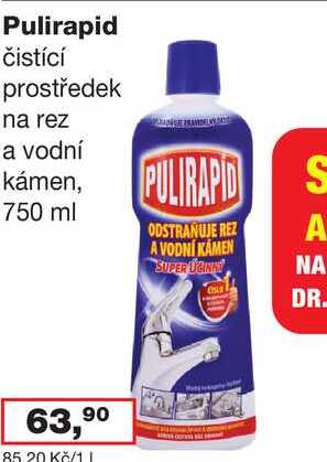 Pulirapid čistící prostředek na rez a vodní kámen, 750 ml