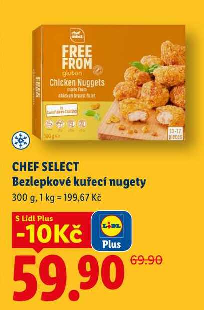 CHEF SELECT Bezlepkové kuřecí nugety, 300 g