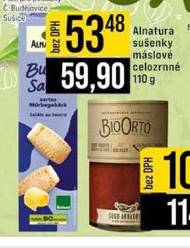 Alnatura sušenky máslové celozrnné 110 g