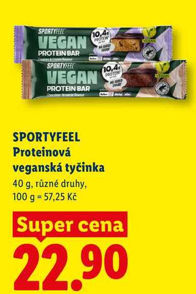 SPORTYFEEL Proteinová veganská tyčinka, 40 g