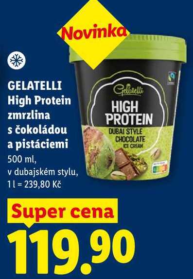 GELATELLI High Protein zmrzlina s čokoládou a pistáciemi, 500 ml