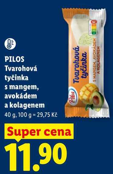 PILOS Tvarohová tyčinka s mangem, avokádem a kolagenem, 40 g