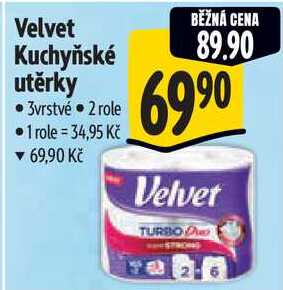 Velvet Kuchyňské utěrky, 2 role