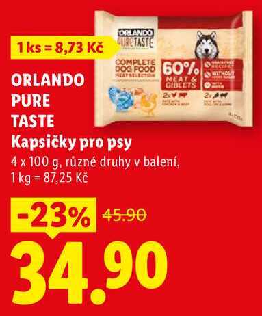 ORLANDO PURE TASTE Kapsičky pro psy, 4 x 100 g