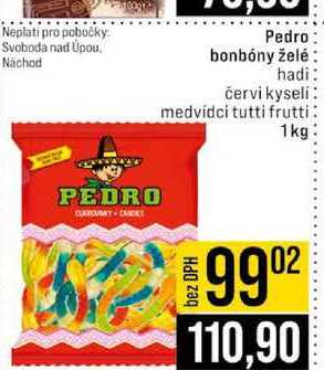 Pedro bonbóny želé hadi červi kyseli medvídci tutti frutti 1kg