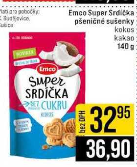 Emco Super Srdíčka pšeničné sušenky kokos kakao 140 g