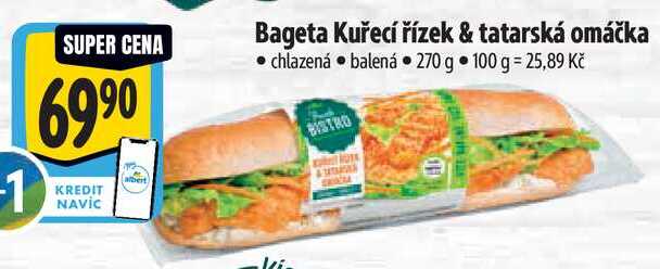 Bageta Kuřecí řízek & tatarská omáčka, 270 g