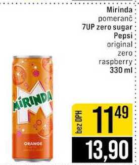 Mirinda pomeranč 7UP zero sugar Pepsi original zero raspberry 330 ml