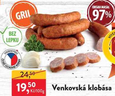 Venkovská klobása 100g