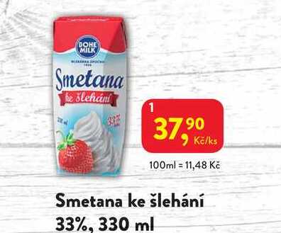 BOHE MILK Smetana ke šlehání 33%, 330 ml