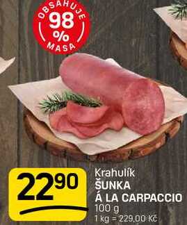 Krahulik ŠUNKA Á LA CARPACCIO 100g