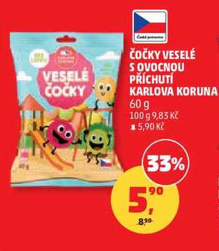 ČOČKY VESELÉ S OVOCNOU PŘÍCHUTÍ KARLOVA KORUNA, 60 g  