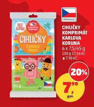 CIHLIČKY KOMPRIMÁT KARLOVA KORUNA, 6 x 7,5/45 g 