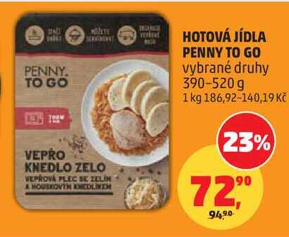 HOTOVÁ JÍDLA PENNY TO GO vybrané druhy, 390-520 g