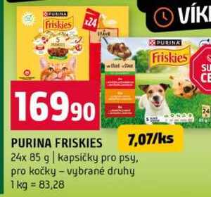 PURINA FRISKIES 24x85g kapsičky pro psy, pro kočky vybrané druhy