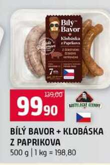 BÍLÝ BAVOR + KLOBÁSKA Z PAPRIKOVA 500 g