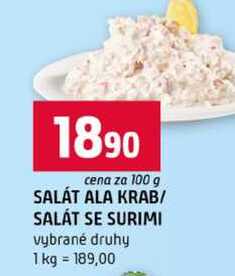 SALÁT ALA KRAB SALÁT SE SURIMI vybrané druhy 100g