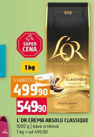 L'OR CREMA ABSOLU CLASSIQUE 1000 g káva zrnková