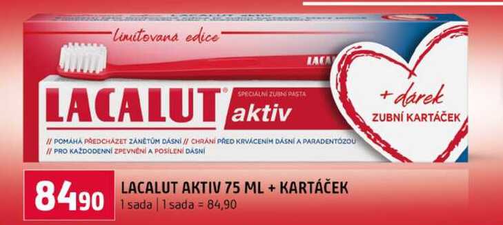 LACALUT AKTIV 75 ML + KARTÁČEK