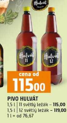 PIVO HULVÁT 11 1,5l světlý ležák 12 1,5l světlý ležák
