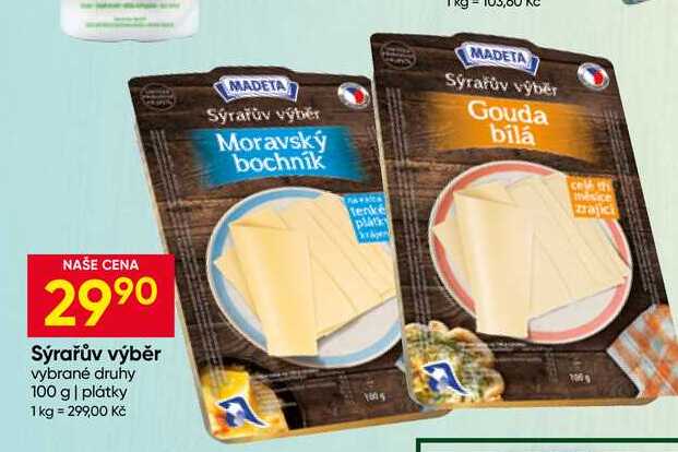 Madeta Sýrařův výběr vybrané druhy 100 g plátky