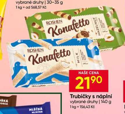 Konafetto Trubičky s náplní vybrané druhy 140 g