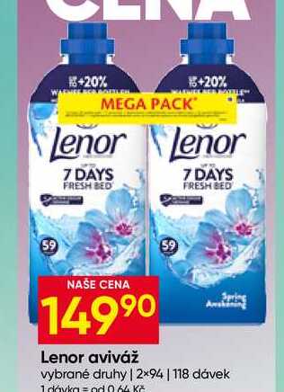 Lenor aviváž 59 Spring vybrané druhy 2×94, 118 dávek