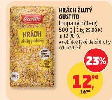 HRÁCH ŽLUTÝ GUSTITO loupaný půlený, 500 g