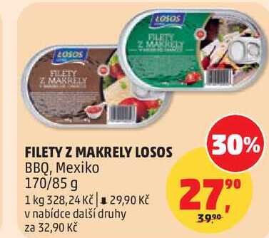 FILETY Z MAKRELY LOSOS BBQ, Mexiko, 170/85 g 