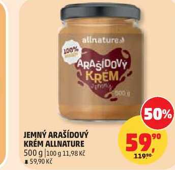 JEMNÝ ARAŠÍDOVÝ KRÉM ALLNATURE, 500 g