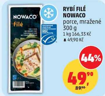 RYBÍ FILÉ NOWACO porce, mražené, 300 g