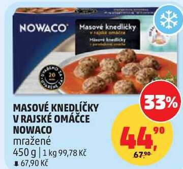 MASOVÉ KNEDLÍČKY V RAJSKÉ OMÁČCE NOWACO mražené, 450 g