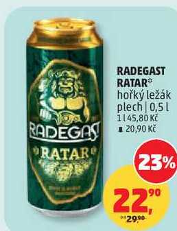 RADEGAST RATAR hořký ležák plech, 0,5 l