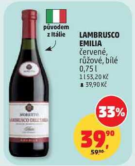 LAMBRUSCO EMILIA červené, 0,75 l